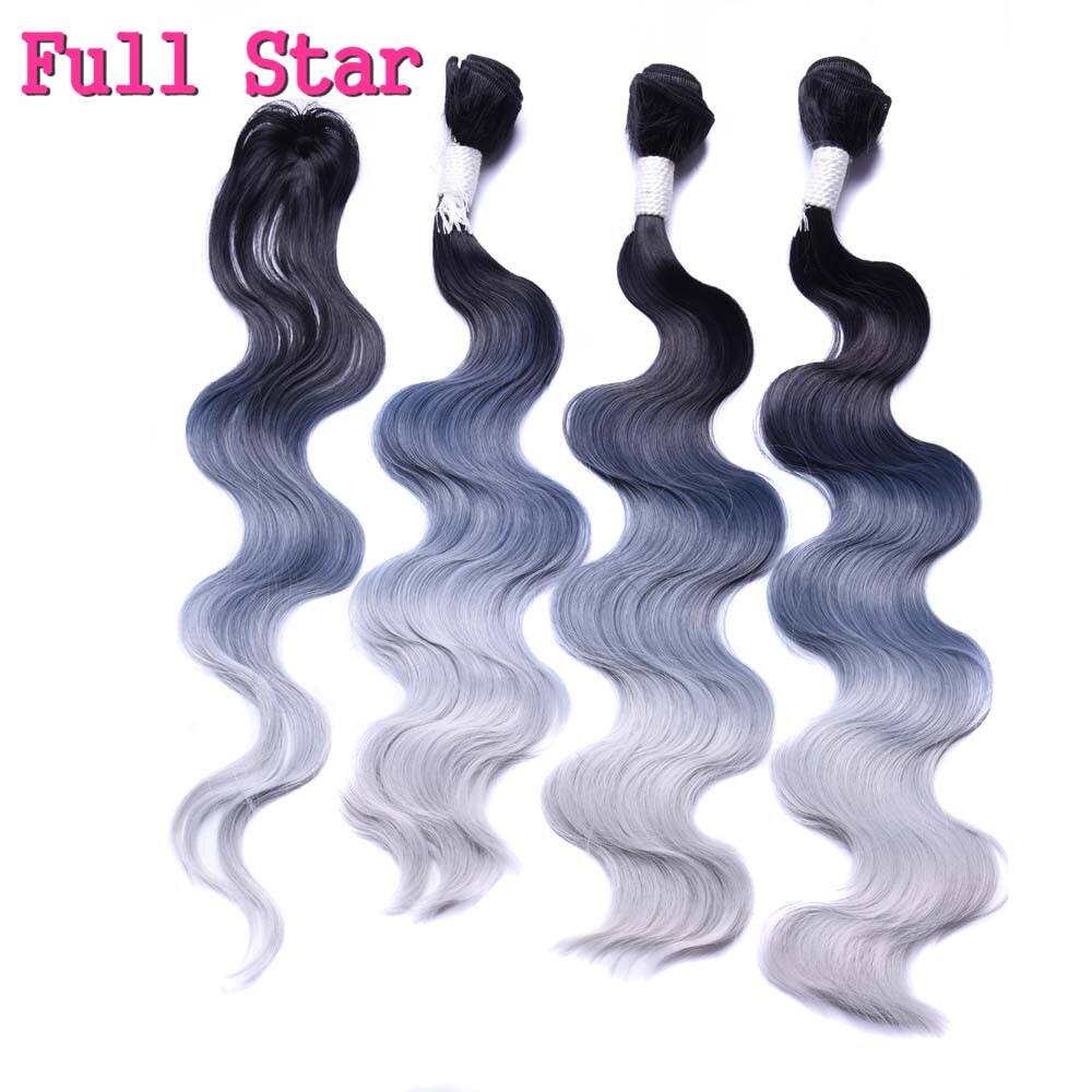 Full Star-extensiones de cabello sintético rojo con doble trama máquina de 18 ", 20" y 22 ", 4 unidades por lote