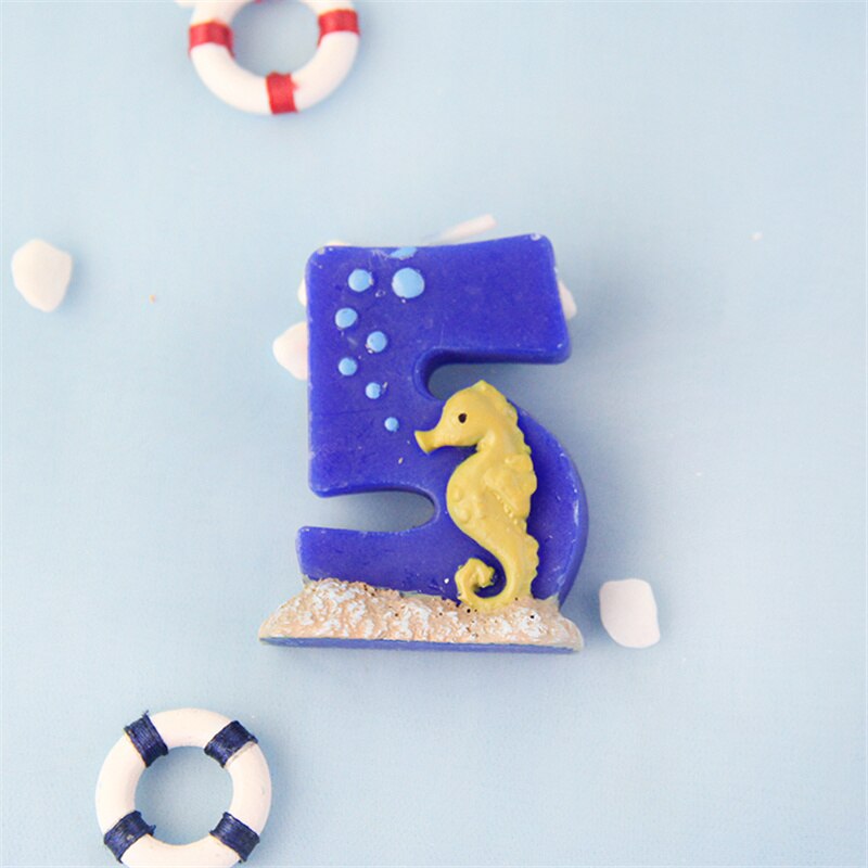 Bougie thème monde sous-marin série océan, décoration de gâteau, fête d&#39;anniversaire créative, Dessert, ornements de Table: 5