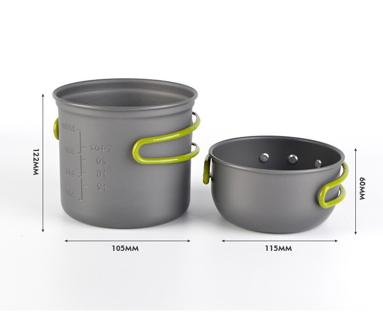 Ultralätt camping kokkärl redskap utomhus porslin set vandring picknick backpacking camping porslin krukpanna 1-2 personer