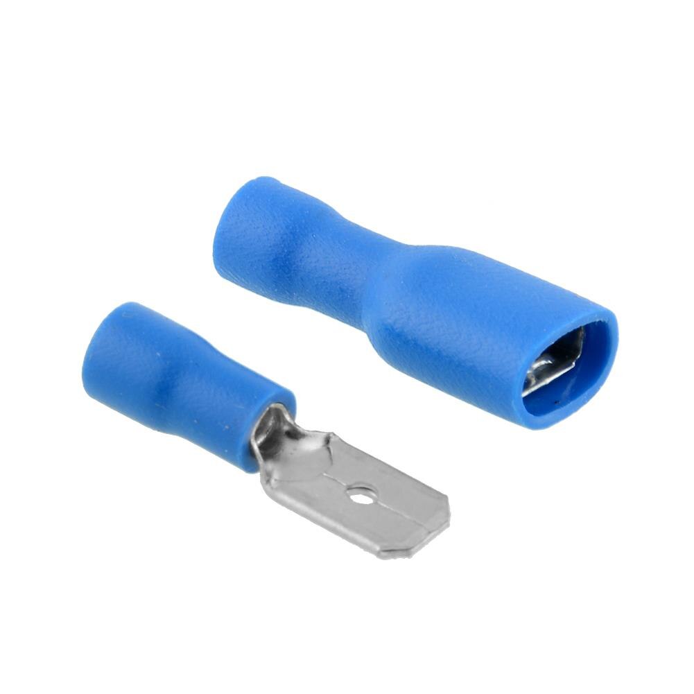 Wire Terminals Wiring Kit Set Assorted Spade Electrical Terminal 100X Connector Insulated Spade Connectors Crimp Blue Cable