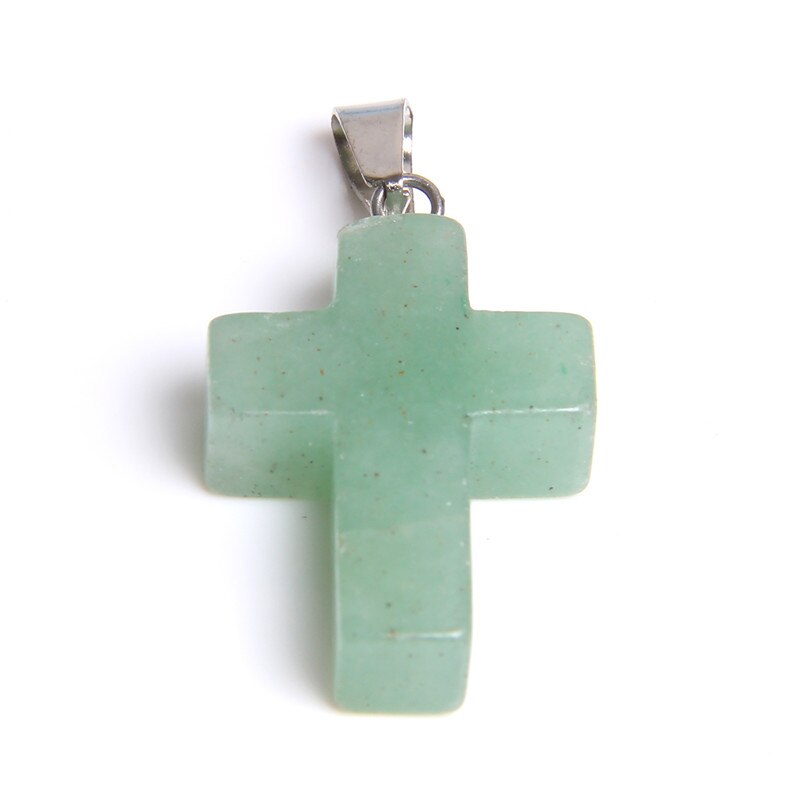 1pc cross natural stone pendants faith quartz crystal pendants jewelry handmade cross pendants jewelry bulk DIY: 10 Green aventurine