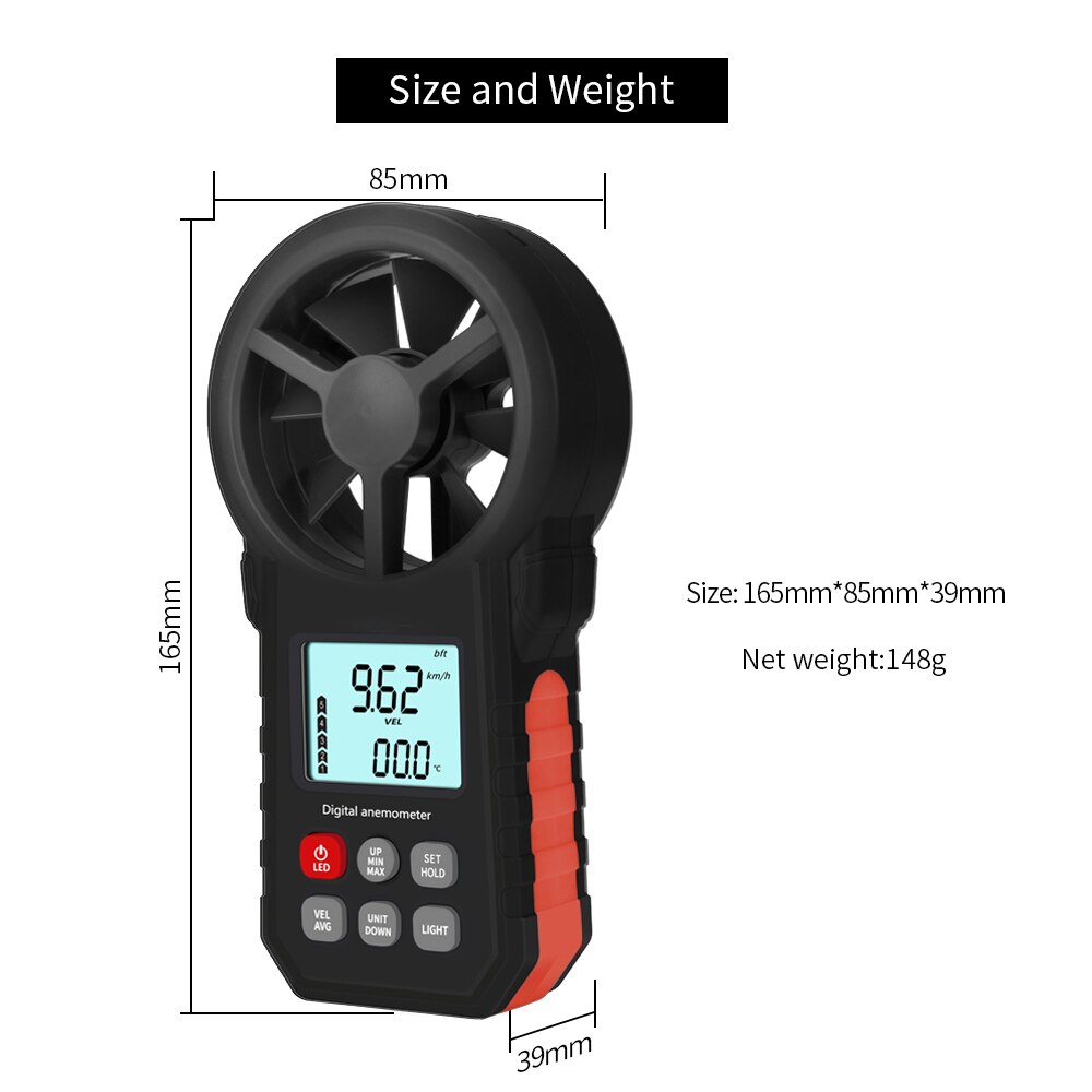 KKMOON Handheld Anemometer Portable Wind Speed Meter CFM Meter Wind Gauge with LCD Backlight for Weather Data Collection Outdoor