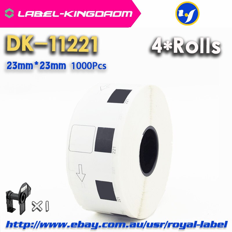 4 Refill Rolls Compatible DK-11221 Label 23mm*23mm 1000Pcs Compatible for Brother Label Printer QL-700/720 White Paper DK-1221