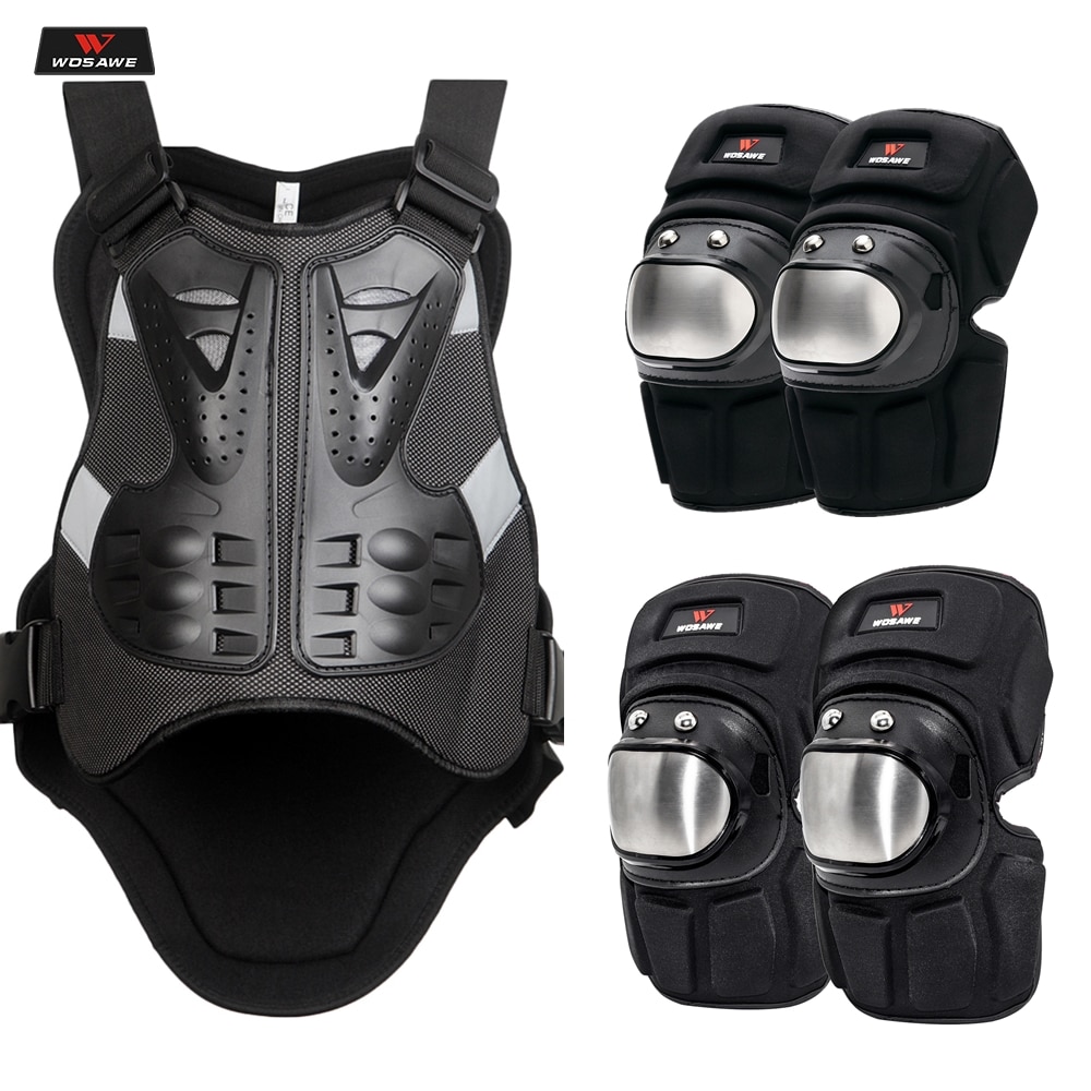 WASAWE Motorcycle Protection Armor Set Knee Pad Elbow Pad Chest Protector Back Support Motocross Motorbike Body Guard Gear