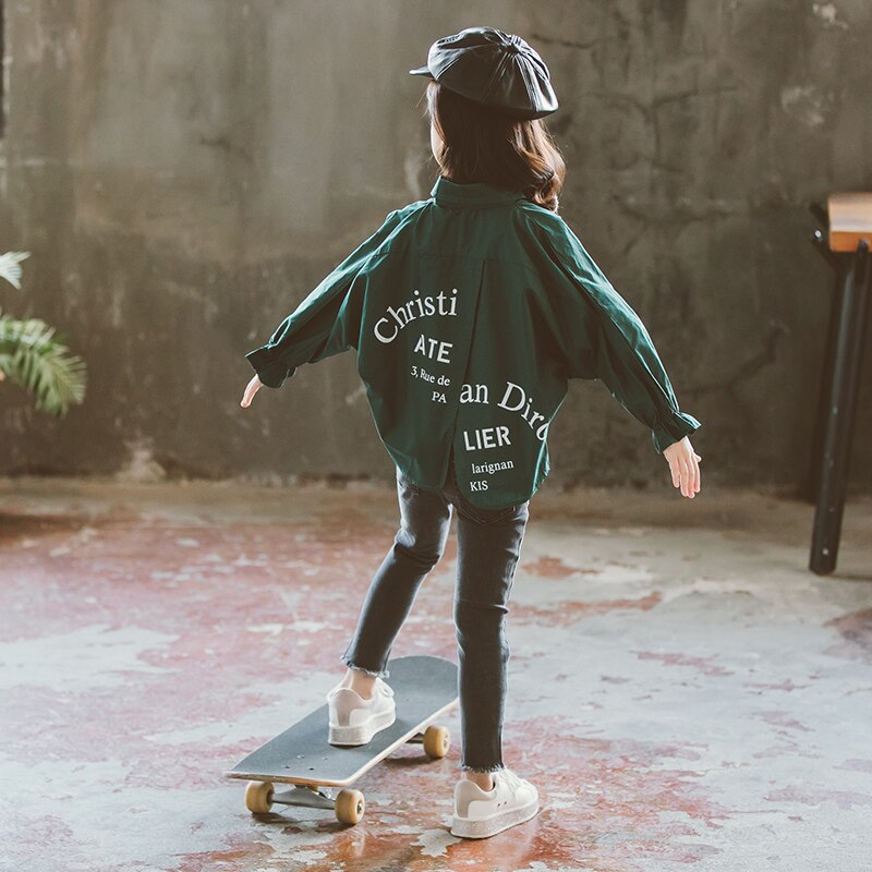 Blusa de Irregular suelto para niña, camisa de 10 a 12 años, Atuendo para primavera y otoño