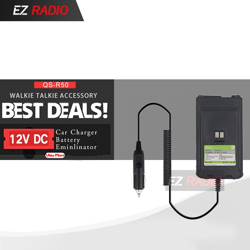 Original bateria eliminador carregador de carro 12 v para quansheng UV-R50 banda dupla walkie talkie 12 v carregador para UV-R50-1 e UV-R50-2