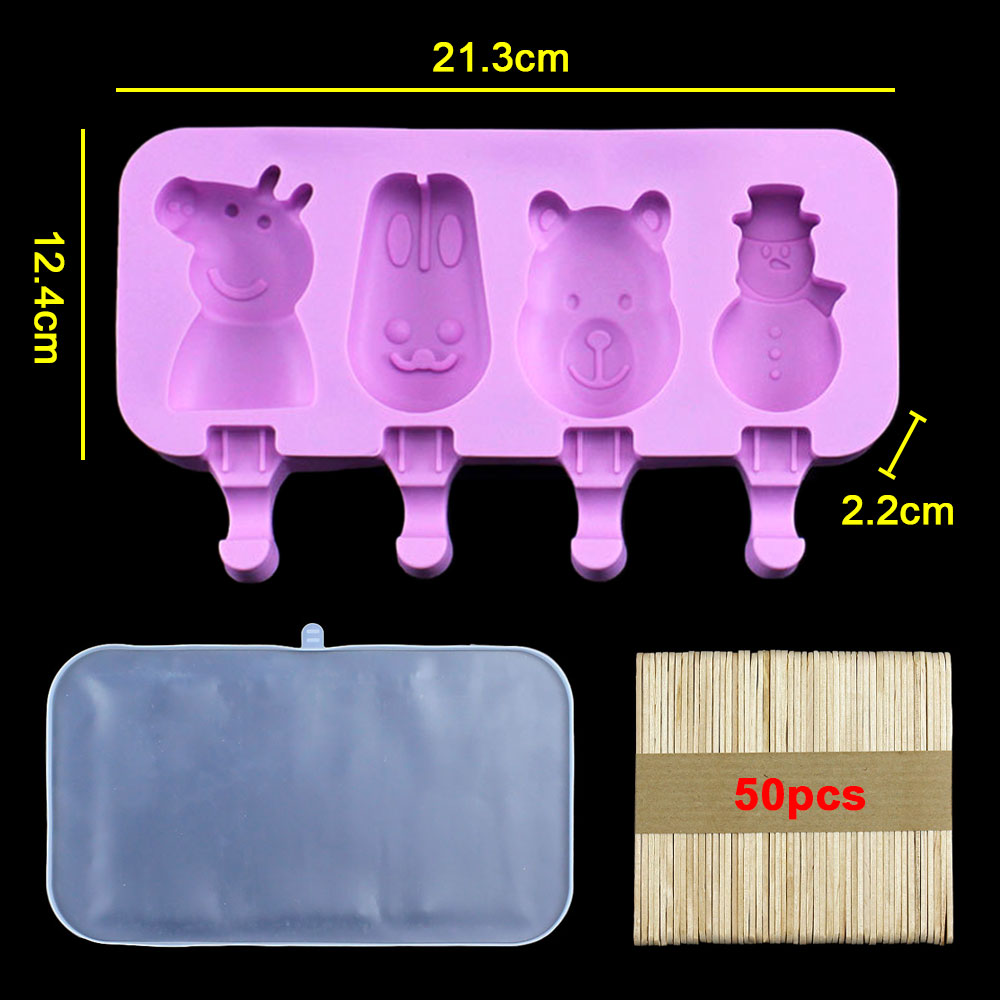 Moldes de silicona para helado DIY, molde para paletas de mano casero, molde para palitos de queso, bandeja de hielo con tapa: Castaño