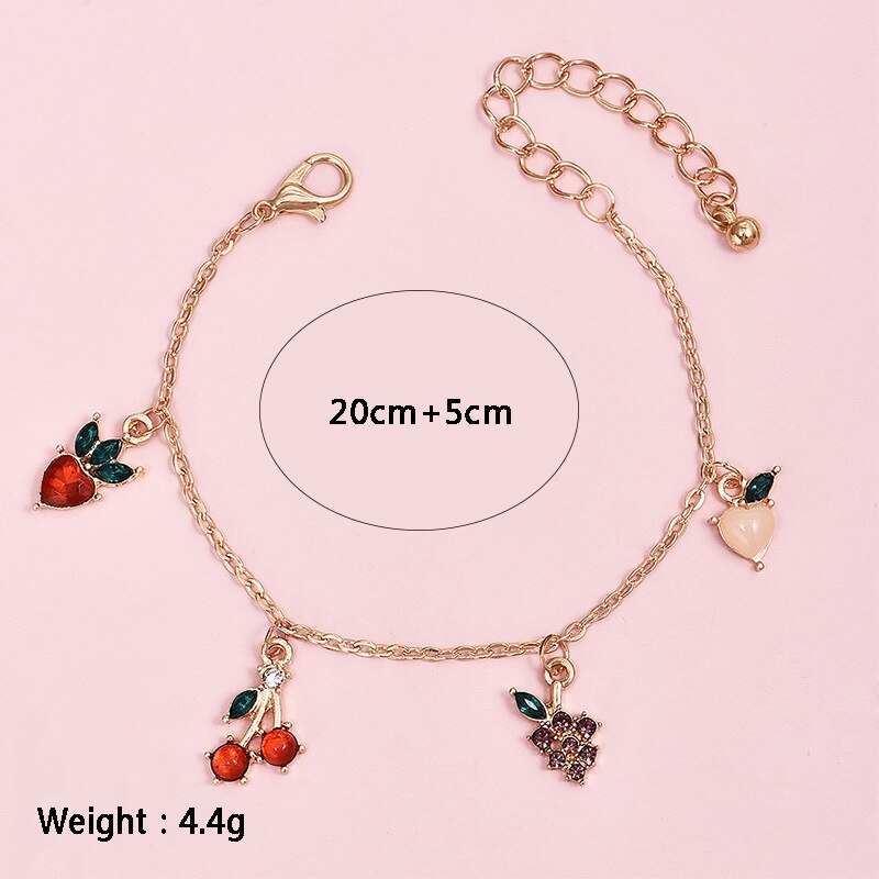 4 Teile/satz Frauen Süße Kristall Obst Armbänder für Frauen Einfache Trendy Party Armband Schmuck