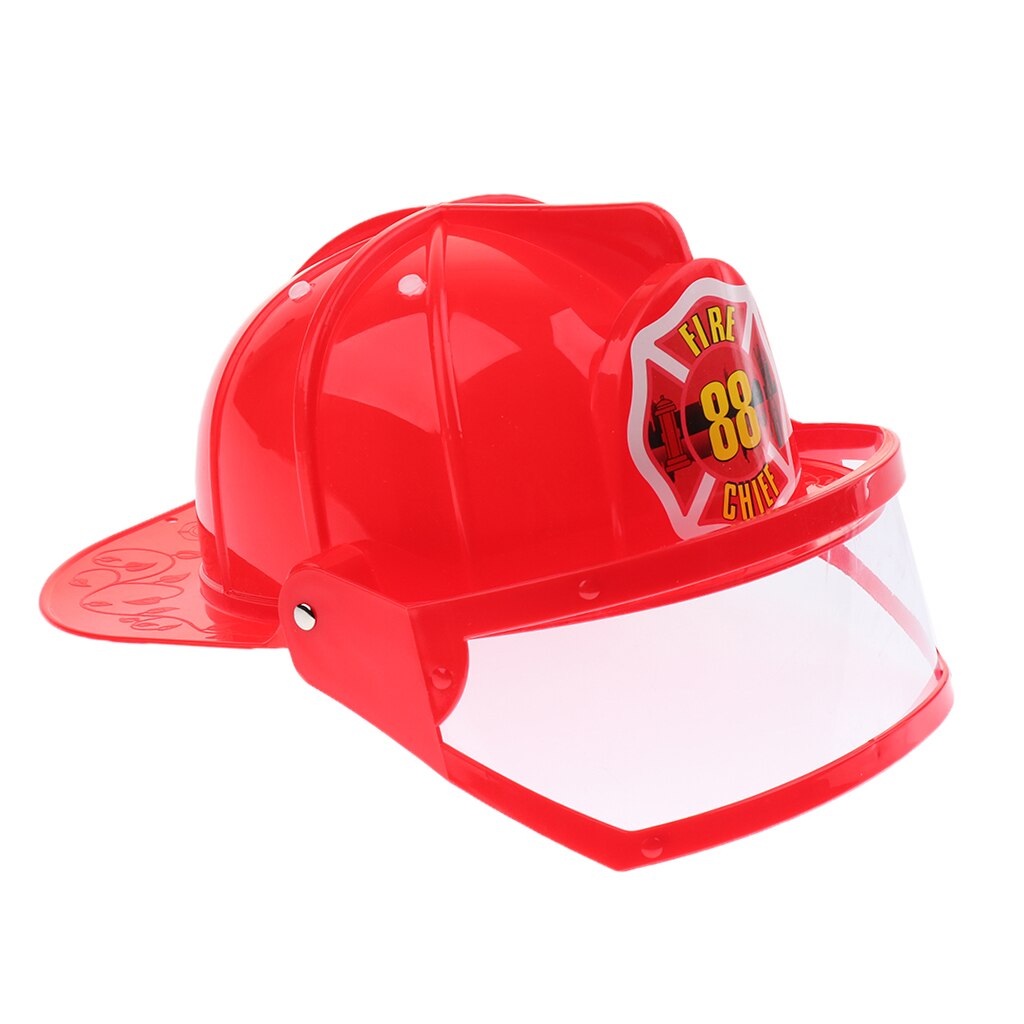 Børn foregiver at spille brandmand sikkerhedshjelm brandmand hat kostume fest rollespil legetøj - rød