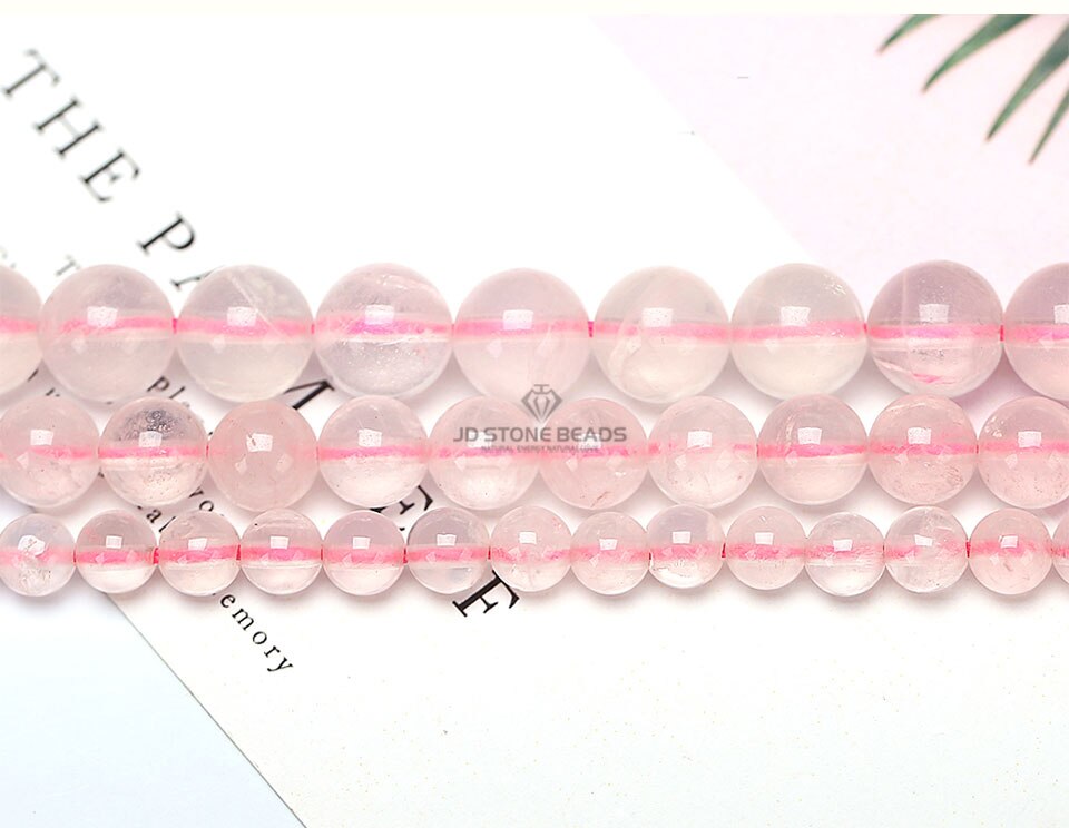 Cuentas redondas sueltas de cristal rosa de cuarzo Natural para fabricación de joyas, collar y pulsera, bricolaje, 4, 6, 8, 10, 12 MM,: SMOOTH ICE QUARTZ / 4mm95pcs 1lot