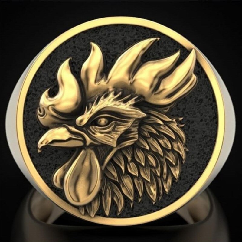 Mannen Ringen Roestvrij Staal Haan Vintage Vinger Ring Rock Punk Sieraden Halloween Party Accessoires: 12 / Gold