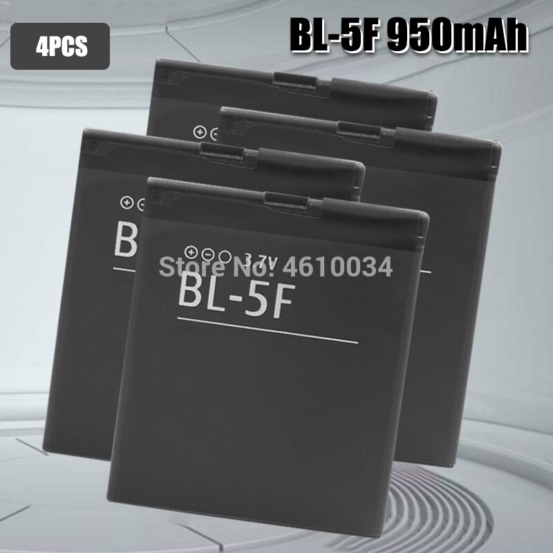 950mAh BL 5F BL-5F Battery For Nokia N95 N96 N98 N99 N72 N78 N93i 6290 E65 6290 6210S/N 6710N N95 C5-01 E65 X5 Battery BL5F: 4pcs