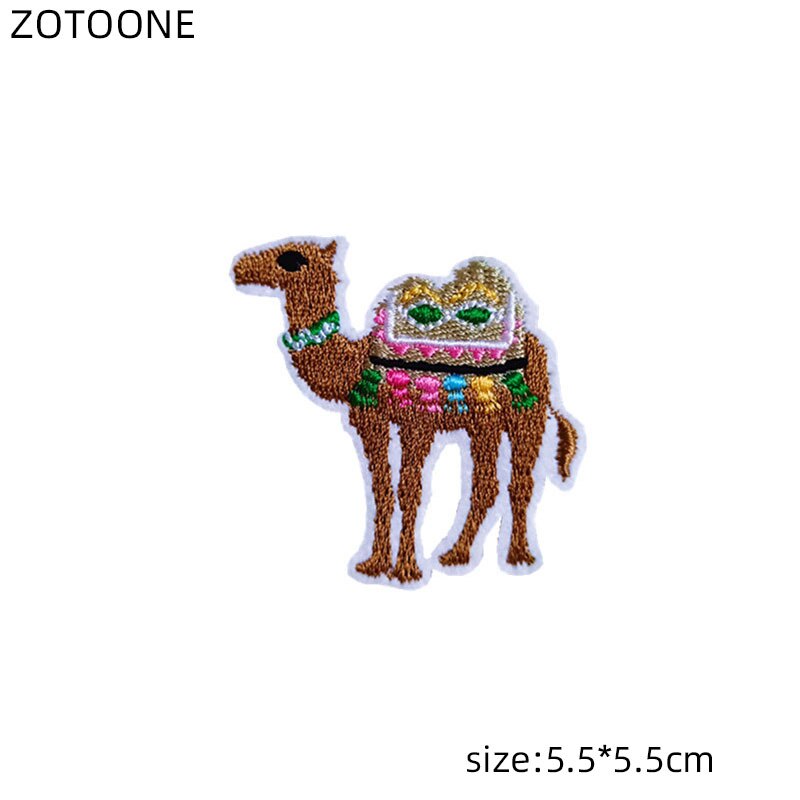 Zotoone Geborduurde Badge Ijzer Op Veer Patch Warmteoverdracht Voor Kleding Jeans Diy Kameel Cactus Patches Voor Kinderen Tas Applique E