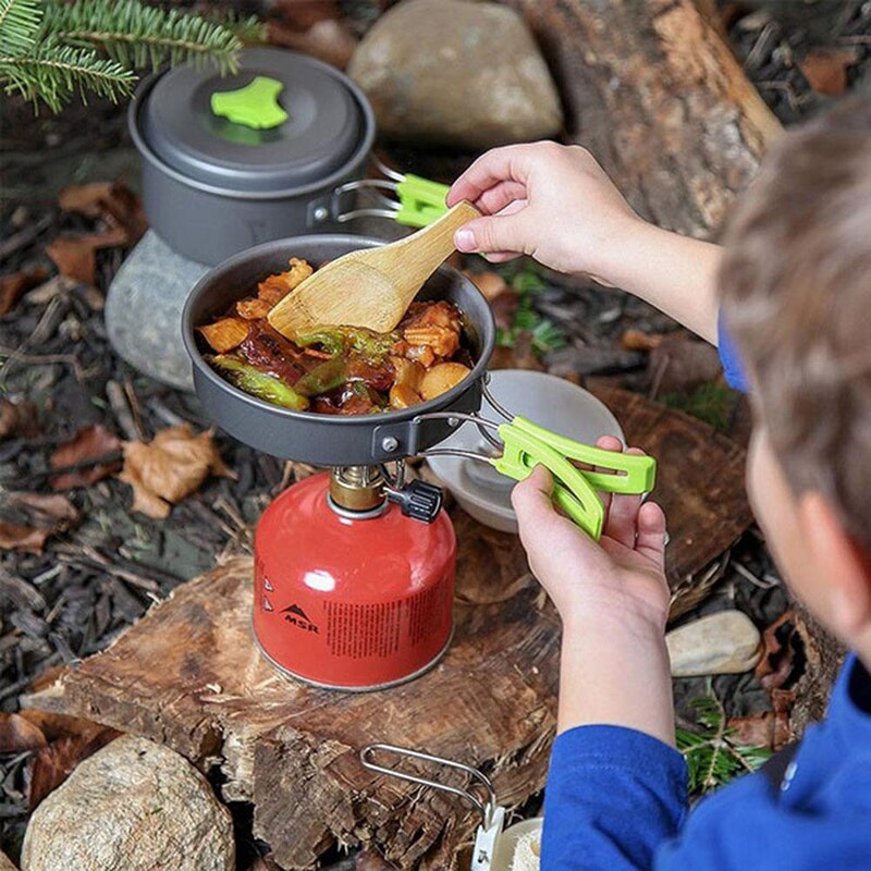 Utomhus servis camping koppar camping redskap bärbar camping köksredskap vandringsgryta picknick set turism utomhus tekanna pan set