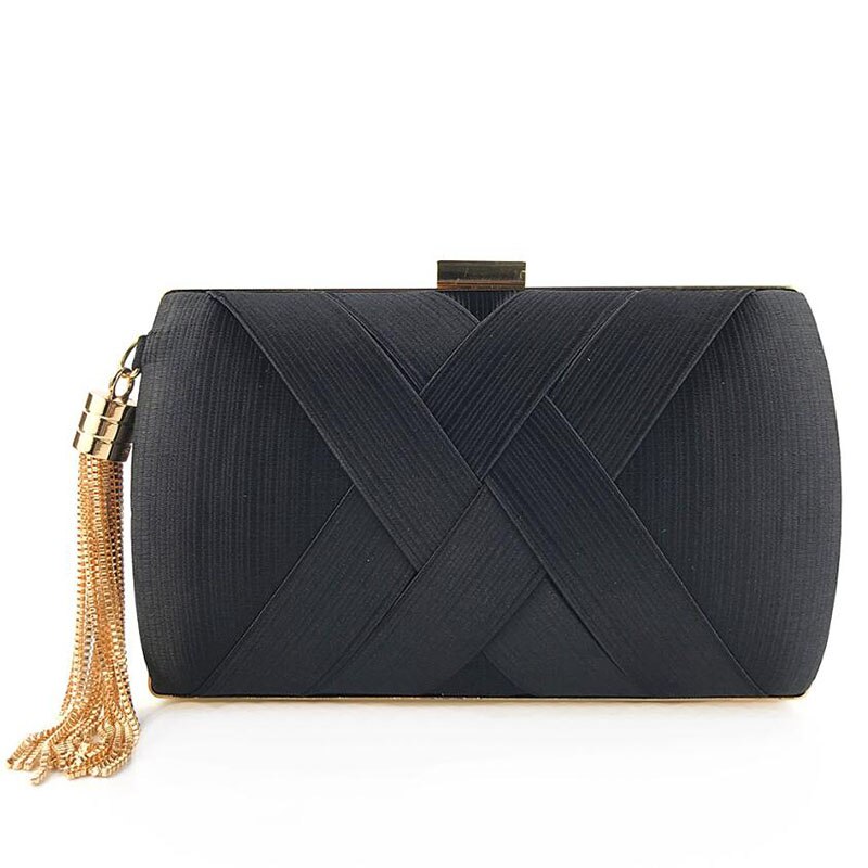 Tamara kobiety eleganckie Tassel sprzęgła torby wieczorowe torebki na imprezę luksusowy projektant wesele kolacja torebka łańcuszkowa torba na ramię moda: black