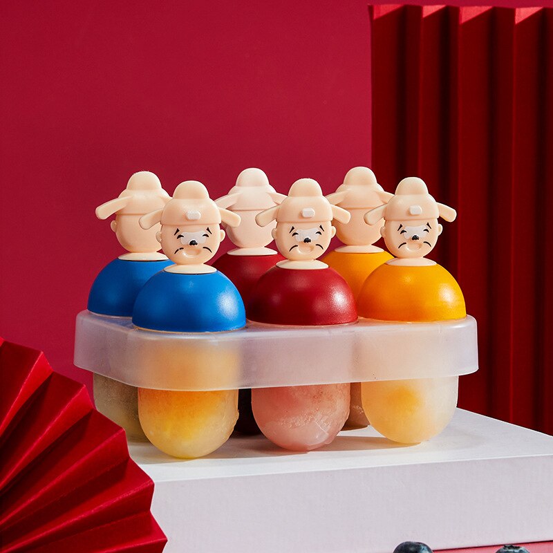 1pc criativo seis-buraco molde de gelo de plástico verão caseiro sorvete picolé foguete picolé molde com alça nova casa de verão: 3