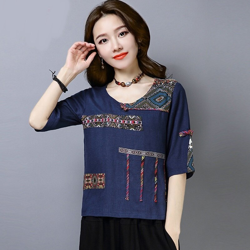 Traditionele Chinese Kleding Voor Vrouwen Tops En Blouses Linnen Shirt Oosterse Vrouwelijke Cheongsam Top China Kleding 11245