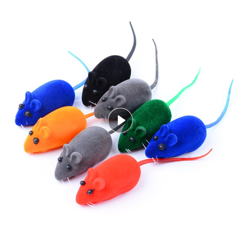 Juguetes Divertidos para gatos, ratón de goma con sonido interactivo, sonido flocado, forma de rata, juguetes realistas de colores aleatorios, suministros para perros y gatos