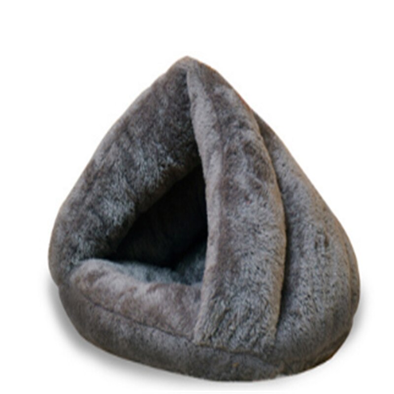 Triangle Pet Nest Pet Dog Cat Cave Igloo Bed Basket House Kitten Soft Cozy Indoor Cushion Kennel Pet Accessories: Gray / L