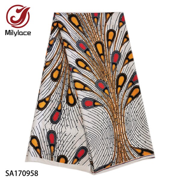 africain impression satin tissu 5 yards Ankara impression numérique satin tissu brillant tissu lisse pour vêtements SA170953-60: SA170958