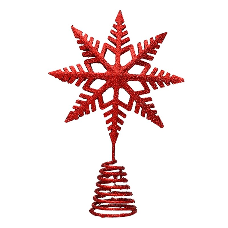 Décoration de sapin de noël, flocon de neige, étoile, or, argent, paillettes rouges, accessoires décoratifs,