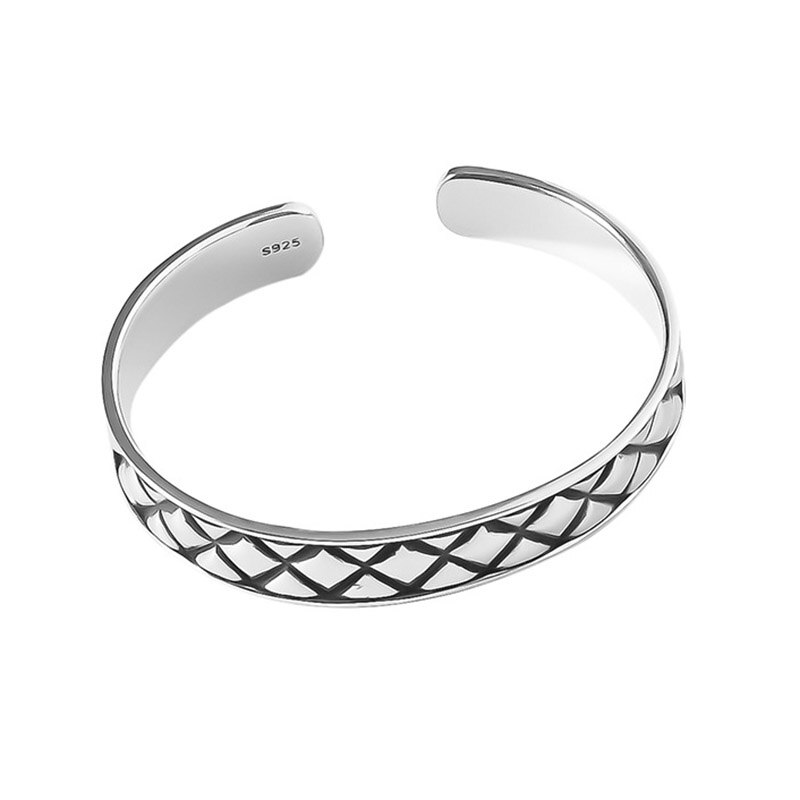 Foxanry Vintage Punk 925 Sterling Zilveren Armband Mode Creatieve Ruit Patroon Thaise Zilveren Sieraden Party Voor Vrouwen