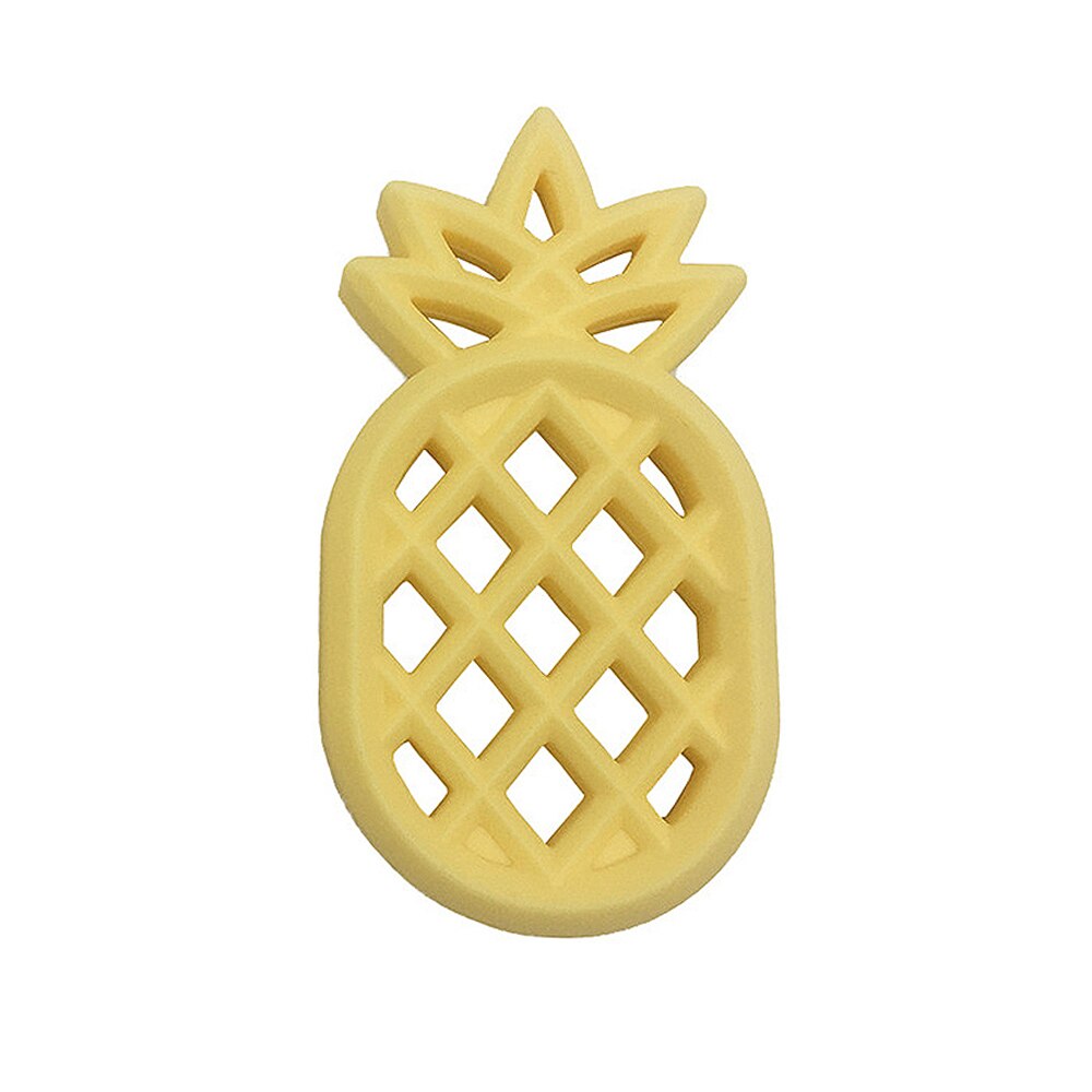 Child DIY Pacifier Pineapple Silicone Teether Bite Resistance Baby Teething Toys Safety Molar: Light yellow