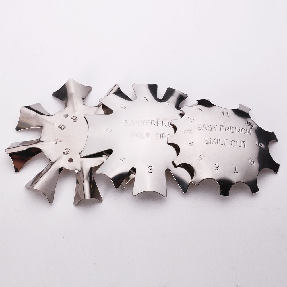 Rustfrit stål fransk stil nail art manicure skabelon 3 slags forskellige kanter linjer nail art manicure værktøjer