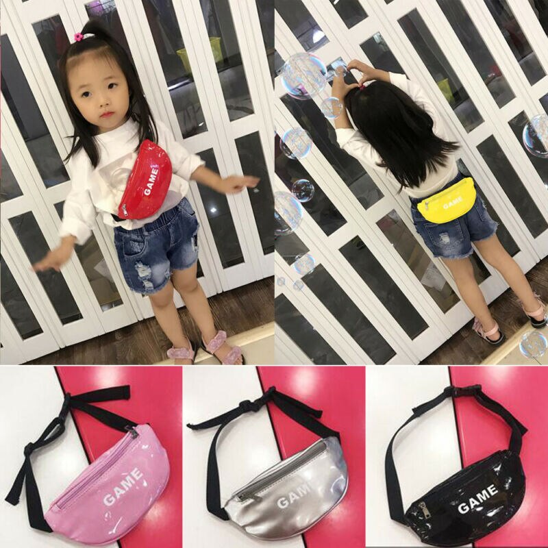 Sac à main en cuir brillant pour enfants, sacoche de poitrine unisexe, sac banane, sac ceinture pour enfants, pochette à jouets, nouveauté