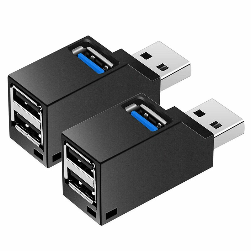 2 st 3- port usb hub mini usb 3.0 höghastighets hub distribuerarbox för pc bärbar dator u disk mobiltelefon kortläsare