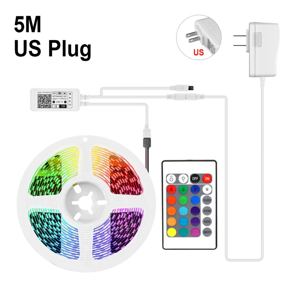 Homekit-tira de luces LED con Control remoto por voz para el hogar, lámpara inteligente con WiFi de 2,4G, regulable, funciona con Apple Homekit, Alexa y Google Home: 5M Set with US Plug