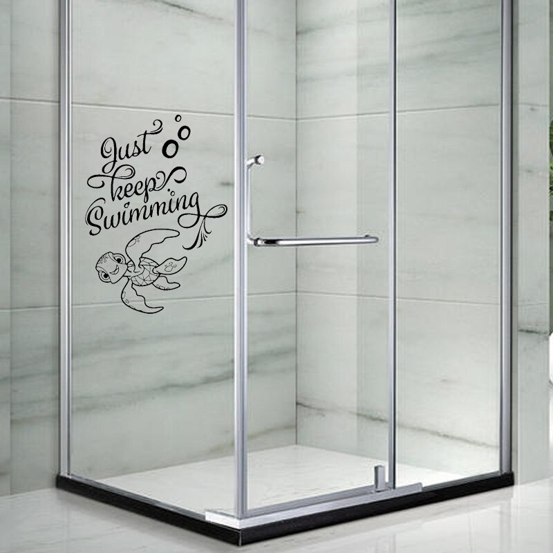 YOJA 26x19.3CM Cute Turtle Bathroom Glass Decal Decoration Home Wall Sticker G2-0373