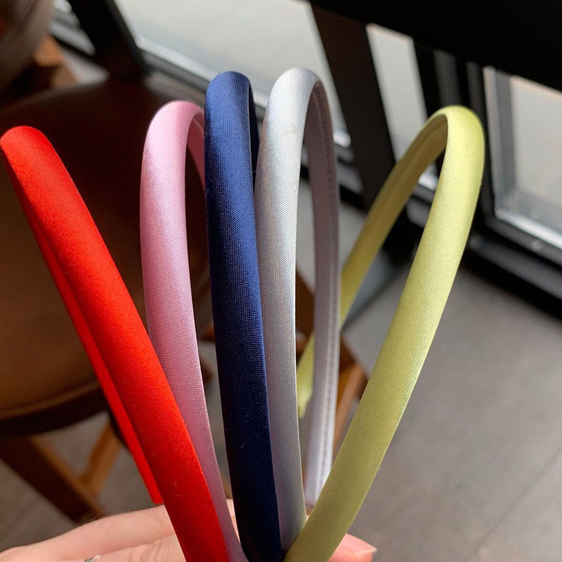 Diadema de satén rojo, azul y verde para mujeres y niñas, banda para el cabello para niños, accesorios para el cabello elásticos finos de Color sólido, tocado