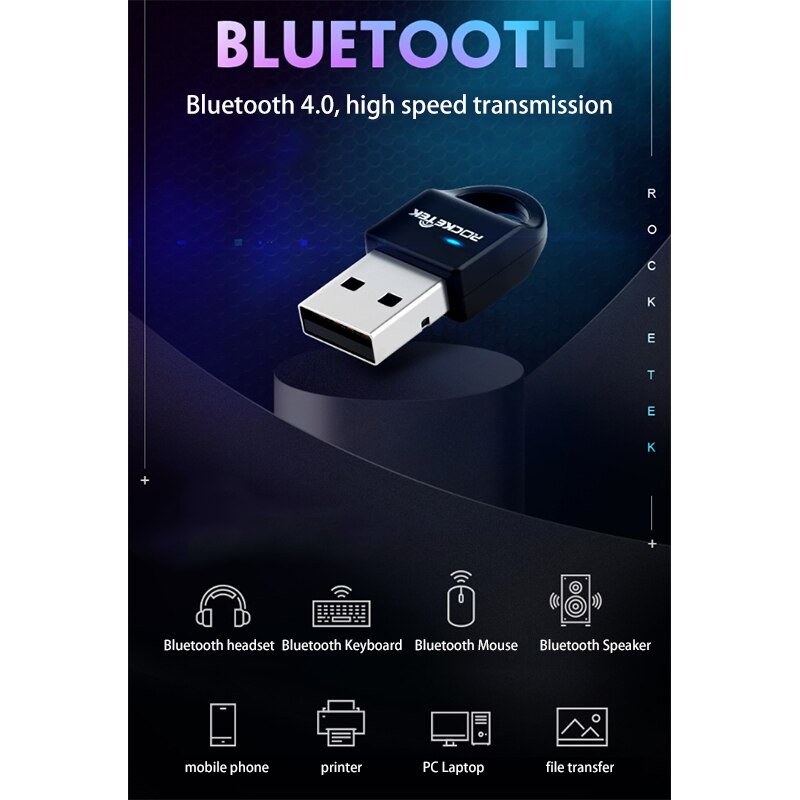 ROCKETEK CSR 4,0 A2DP Bluetooth Adapter USB Dongle für PC Computer Lautsprecher o/Ps4 Regler/Empfänger Absender