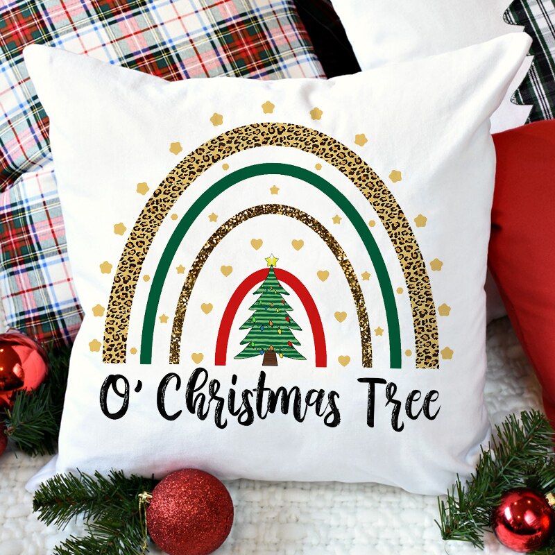 Kerst Kussenslopen Xmas Decoratieve Boerderij Buffalo Regenboog Kussensloop Winter Kussen Case Voor Home Decor: Z21054-DCCWH-M