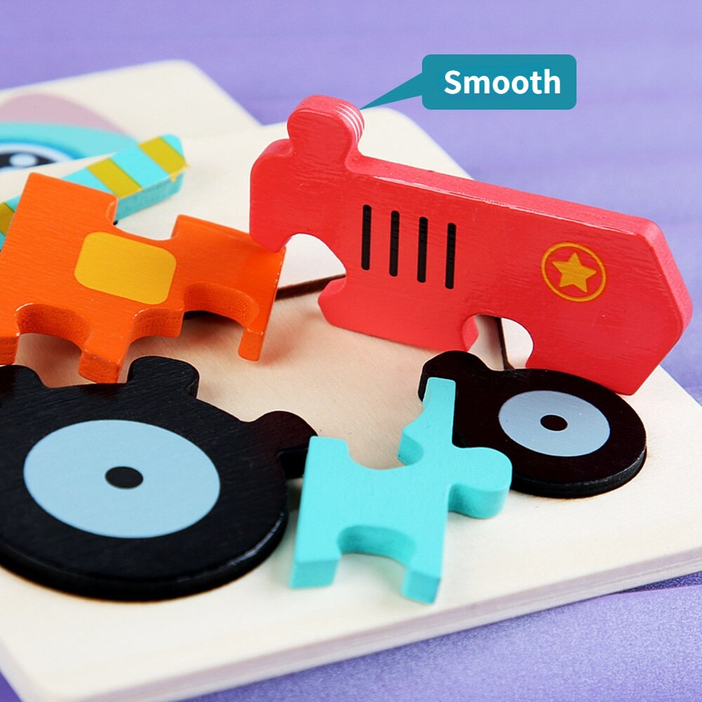 3D Wooden Puzzle Kids Toys Animal Traffic Wood Jig... – Grandado