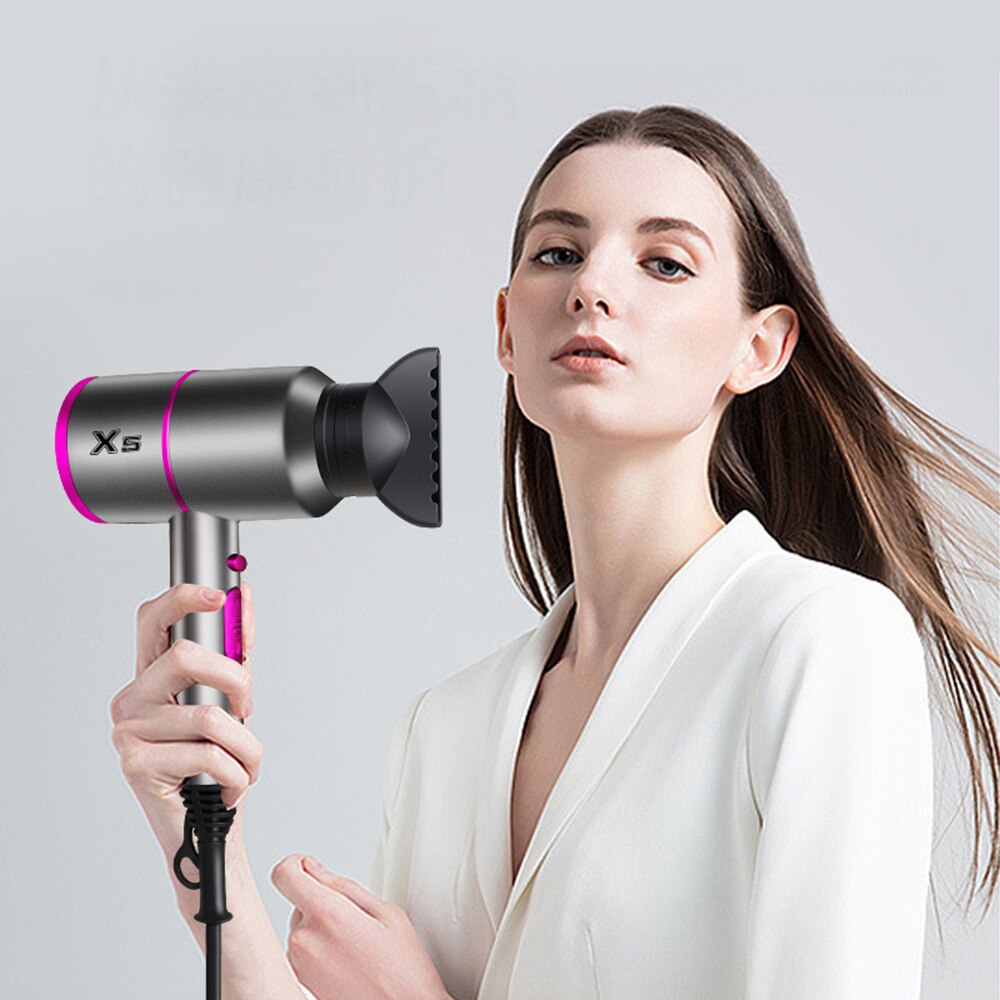 Hair Dryer with Diffuser Blower Compact Ionic Dry Quickly Ceramic Body Extended Lifespan AC Motor 2 Speed 3 Heat Nozzle