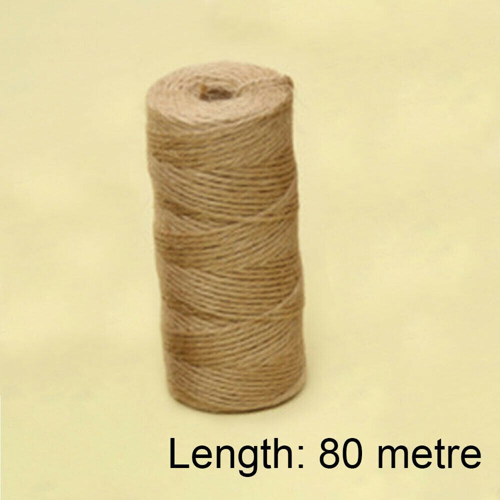 Cuerda de cáñamo marrón para envolver , hilo de yute de 50/80/100 metros, cuerda fina hecha a mano para decoración del hogar, accesorios para manualidades: 2mm x 80M