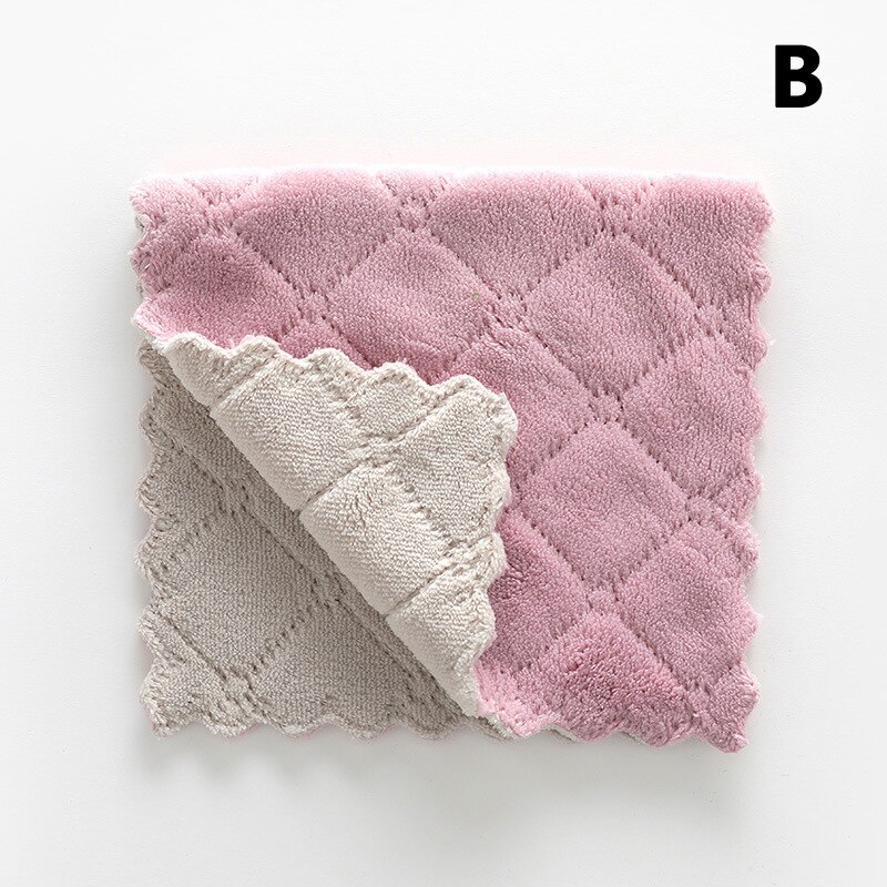 Husholdning blødt fortykkende fadehåndklæde dobbeltsidet mikrofiber rengøringsklud superabsorberende køkken skål vask vaskeklud klud: A2