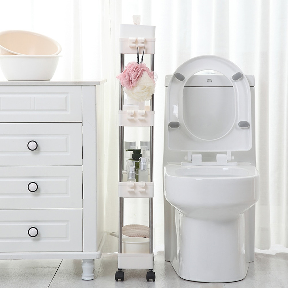 Bathroom Quilted Storage Rack Four Layers Kitchen Narrow Cabinet Living Room Foor-Standing Gap Shelf Home Furniture