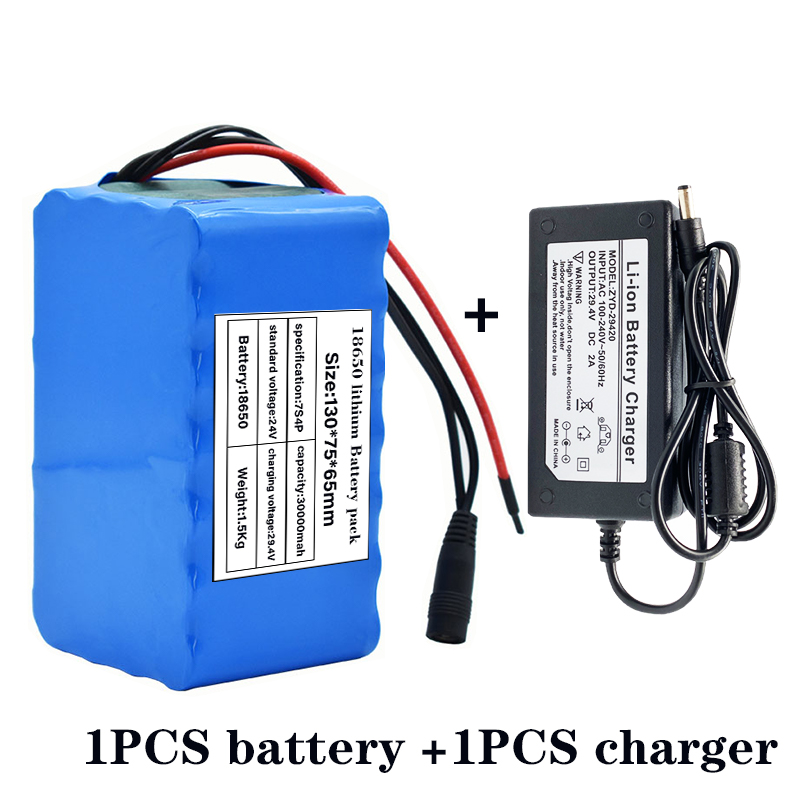 29.4V 30Ah high power 7S4P 18650 Lithium Battery pack with BMS 29.4V Electric bicycle electric car+29.4V2A charger: Gold
