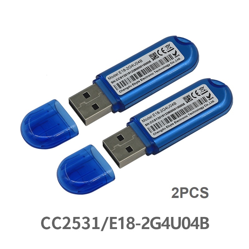 2 Pcs Zigbee CC2531 2.4Ghz Usb E18-2G4U04B Zigbee Usb Rf Zender En Ontvanger Pcb Antenne 8051MCU Ism Band Led indicator