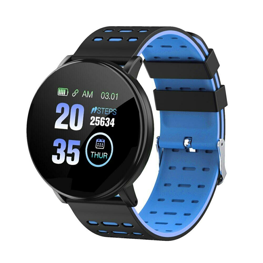 119Plus Smart Horloge IP67 Waterdichte Armband Horloge Hartslag Smart Polsband Sport Horloges Band Smartwatch Voor Android Ios: Blauw