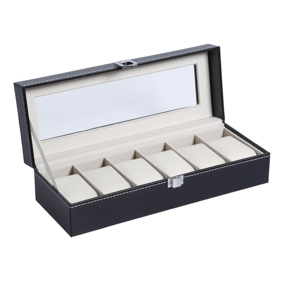 Caja de reloj de cuero con varias cajas, caja de reloj con 2, 6, 10 rejillas, soporte , reloj, porta relojes, caja de reloj de: 6 Grids