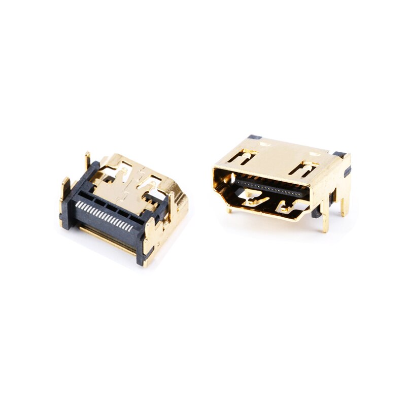 10Pcs/LOT HDMI Compatible Female Jack Socket Connector 19PIN 19P Right Angle SMT SMD 90 Degree Gold-Plated HD 19 PIN