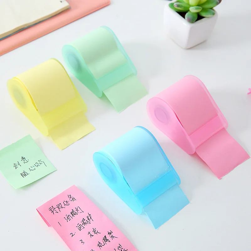 Bloc de notas adhesivas de papel, dispensador de notas adhesivas, Material de papelería, marcapáginas, suministros escolares, álbum de recortes, manualidades, cinta de tachuelas bajas