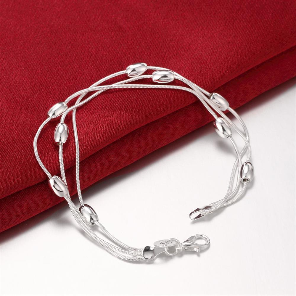 Charm set di gioielli con collana di bracciali in argento sterling 925 per donna ovale perline catena 18 pollici regalo di natale per feste di moda