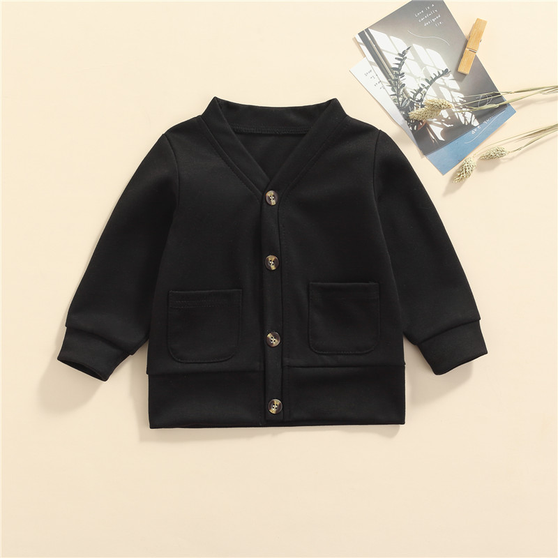 1-6 Jaar Jongen Lente Herfst Lange Mouw Vest Mode Effen Zwart Grijs V-hals Casual Jas Met Pocket Jongens uitloper Tops