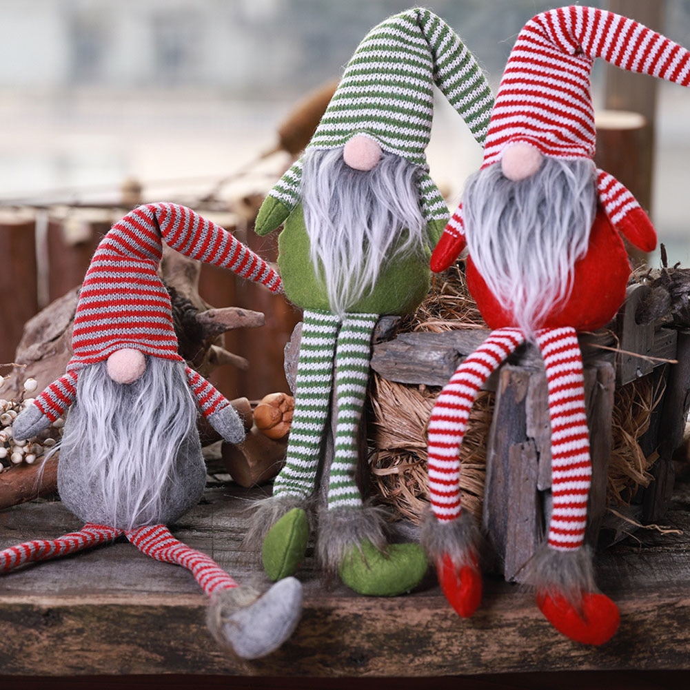 Jul ansigtsløs nisse julemand juletræ hængende ornament dukke indretning stribe dukke legetøj nsv 775