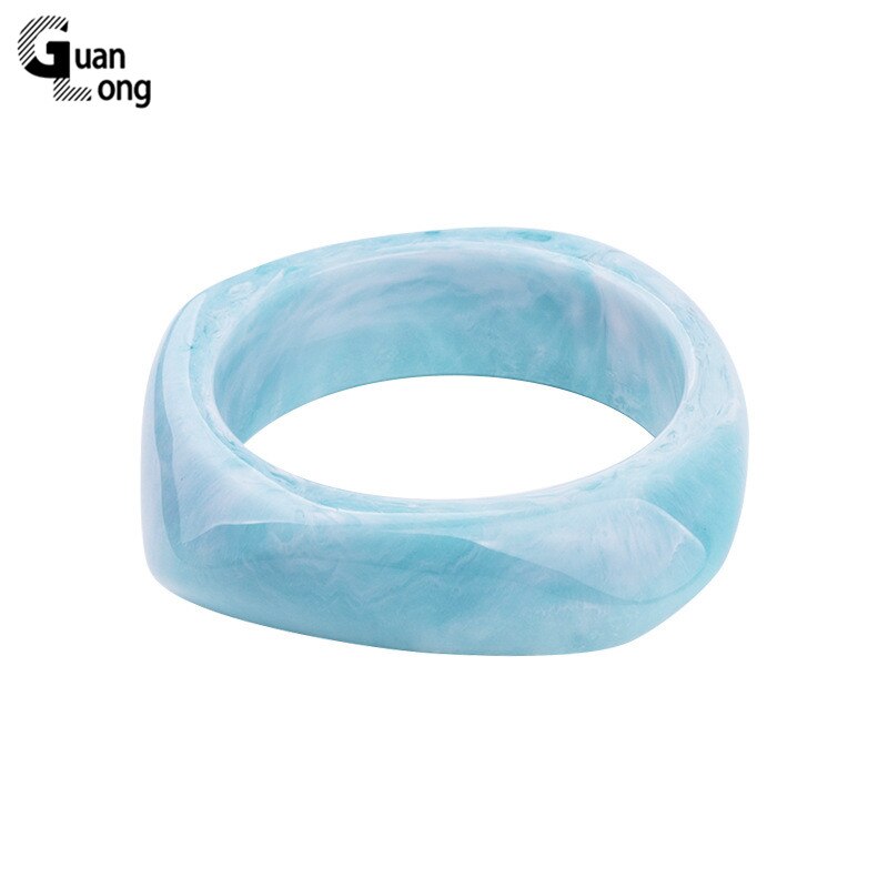 GuanLong klasyczna moda żywica mankietów bransoletki bransoletki dla kobiet akrylowa szeroka nieregularna geometryczna bransoletka kobiet urok biżuterii